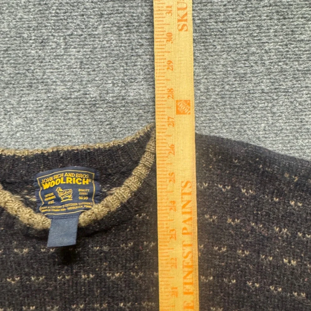 VTG Woolrich Pullover Sweater Mens L John Rich And Bros Blue Patterned 90s - Picture 5 of 8
